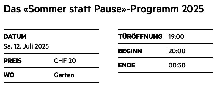 Programm Schüür